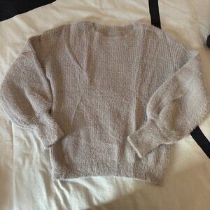 Soft Pale Lilac Fuzzy Sweater | Cozy Long Sleeve Pullover | Sz S